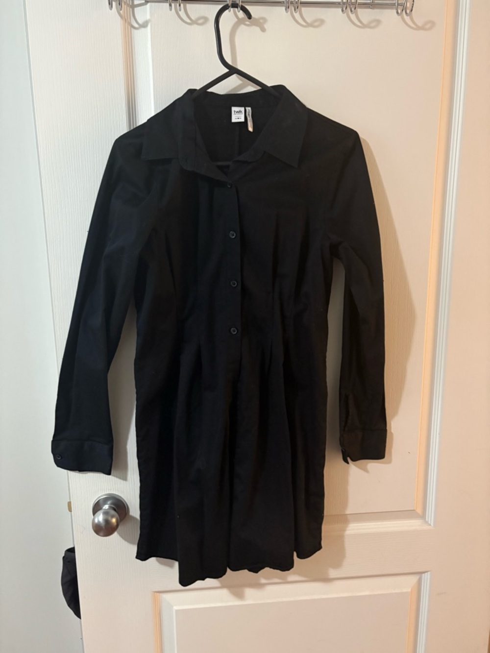 Simons Twik Black Organic Cotton Button Down Shirt Dress Long Sleeve Size Medium